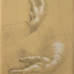 Étude mains Vinci, pointe d'argent, techniques des maîtres