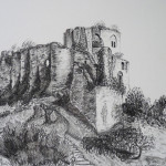 château Gaillard, Les Andelys, dessin fusain