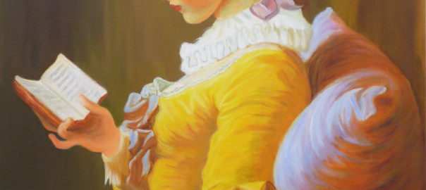 copie peinture classique, techniques anciennes,copie Fragonard, peinture liseuse