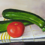 alla prima, daily painting,nature morte,tomate,courgette