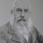 portrait Monet, dessin fusain