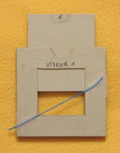 Premier choix de cadrage du sujet avec le viseur : repère en bleu de la diagonale du rectangle d'ouverture